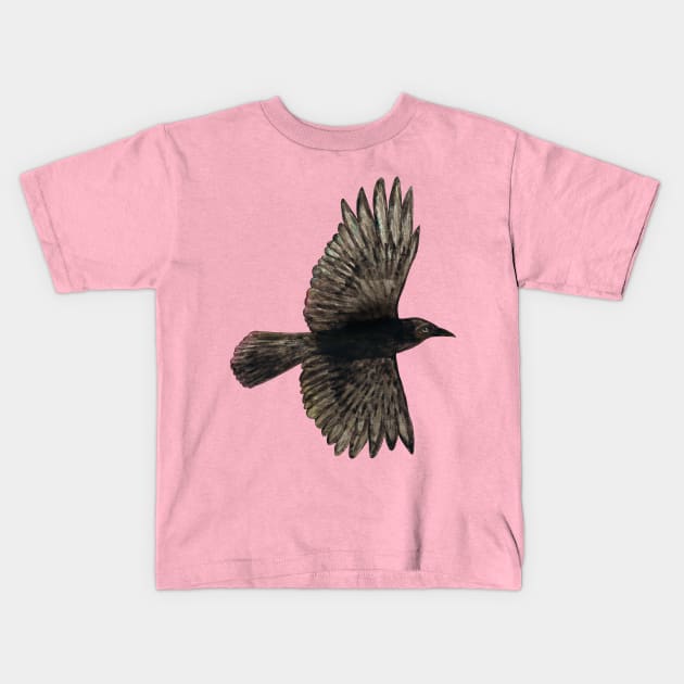 Flying crow Kids T-Shirt by Bwiselizzy